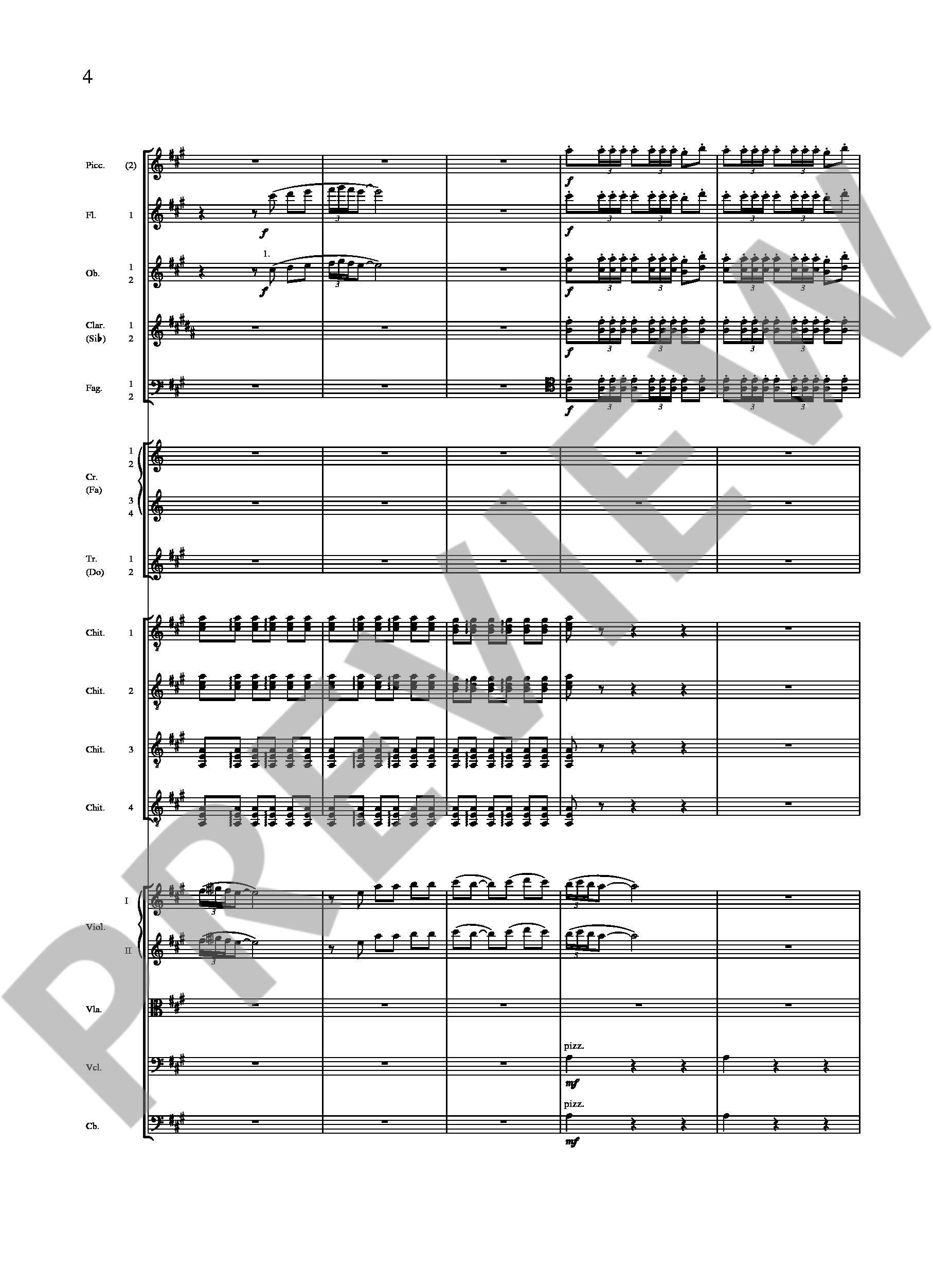 Beispielseite 4 zu Concierto andaluz for 4 guitars and orchestra study score