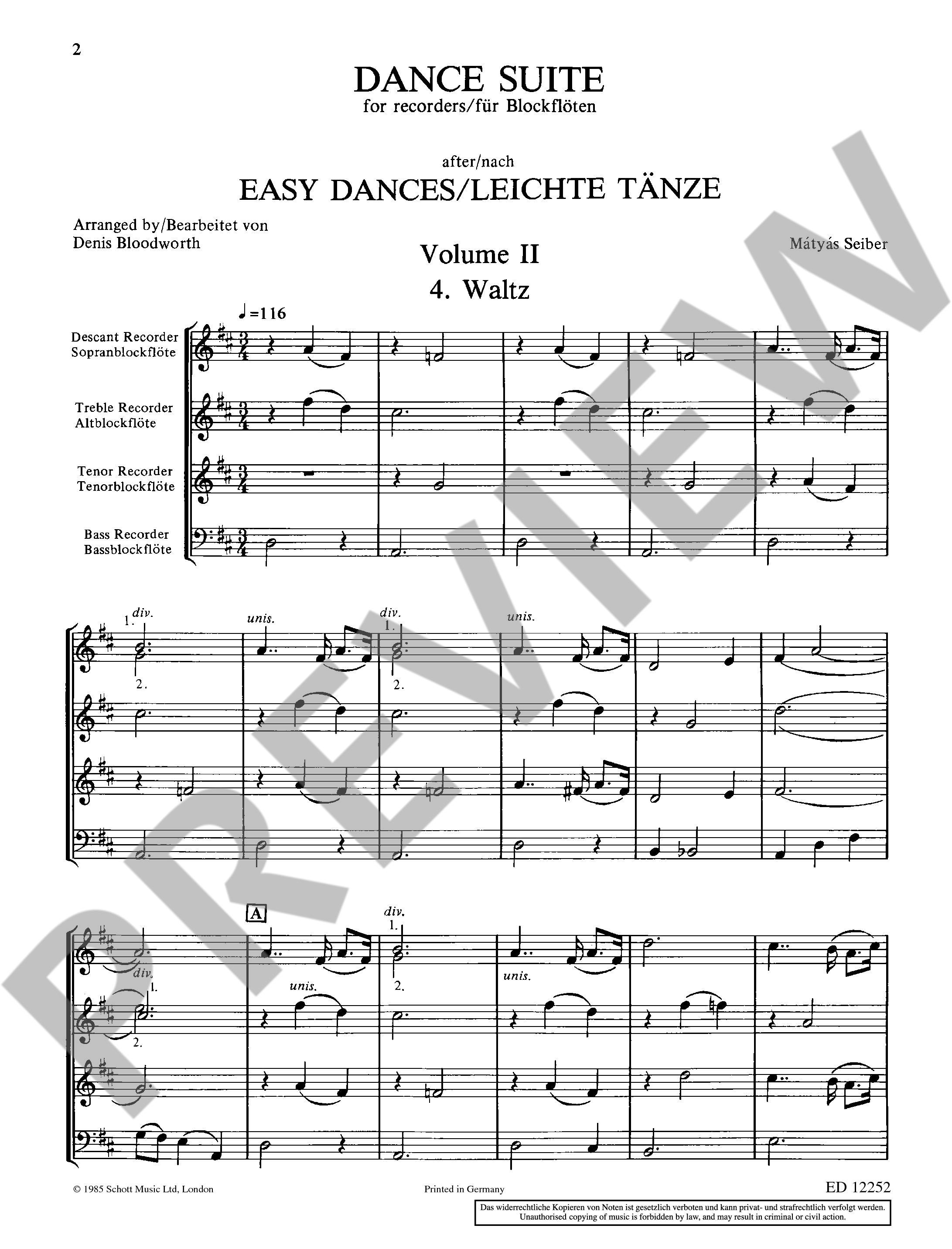 Beispielseite 1 zu Dance Suite vol.2 for 4 recorders (SATB) Score and 4 parts