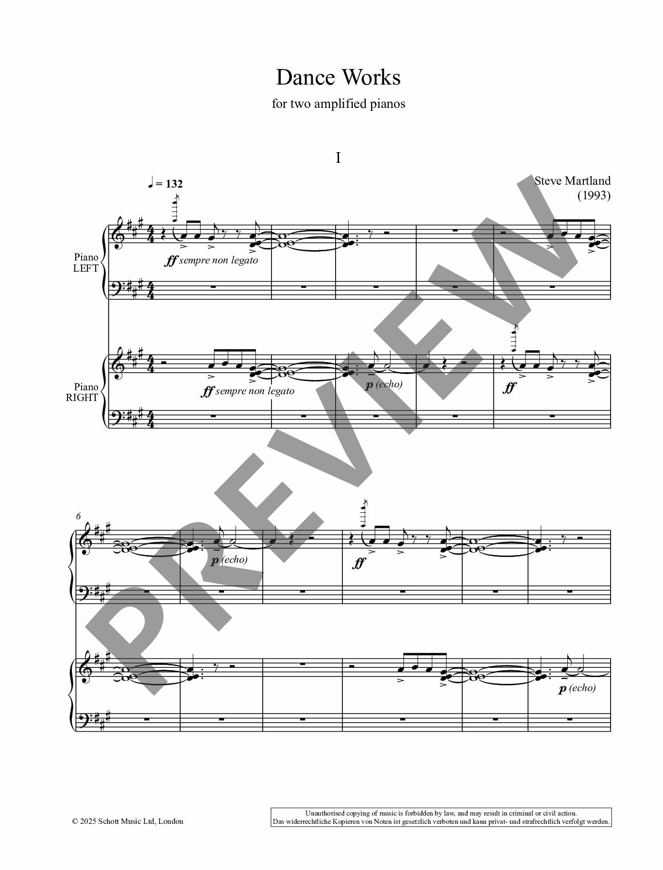 Beispielseite 2 zu Dance Works for 2 amplified pianos score