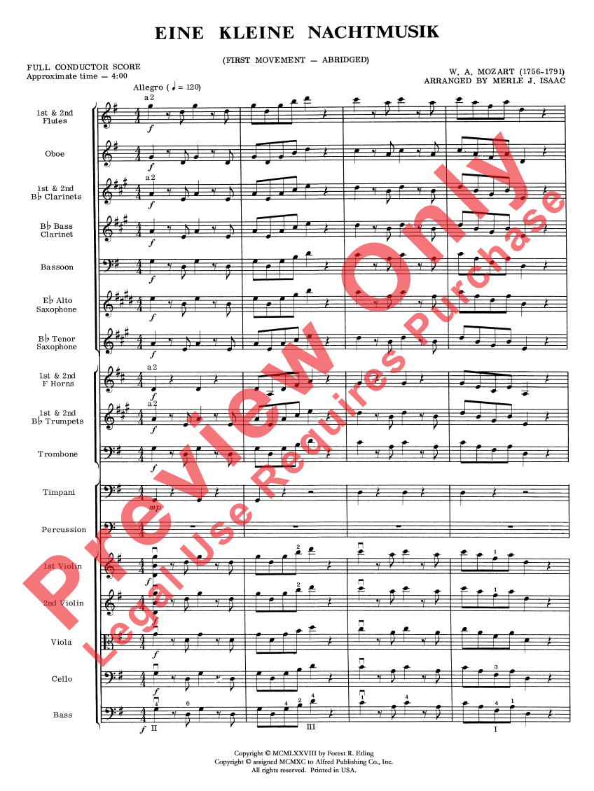Beispielseite 1 zu Eine Kleine Nachtmusik KV525 for orchestra score and parts