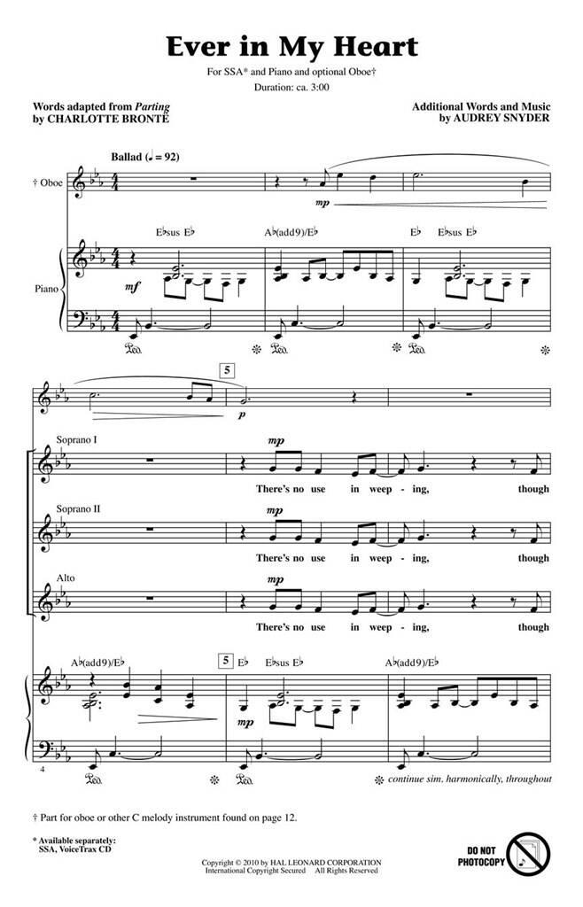 Beispielseite 1 zu Ever in my Heart for female choir (SSA) and Piano choral score