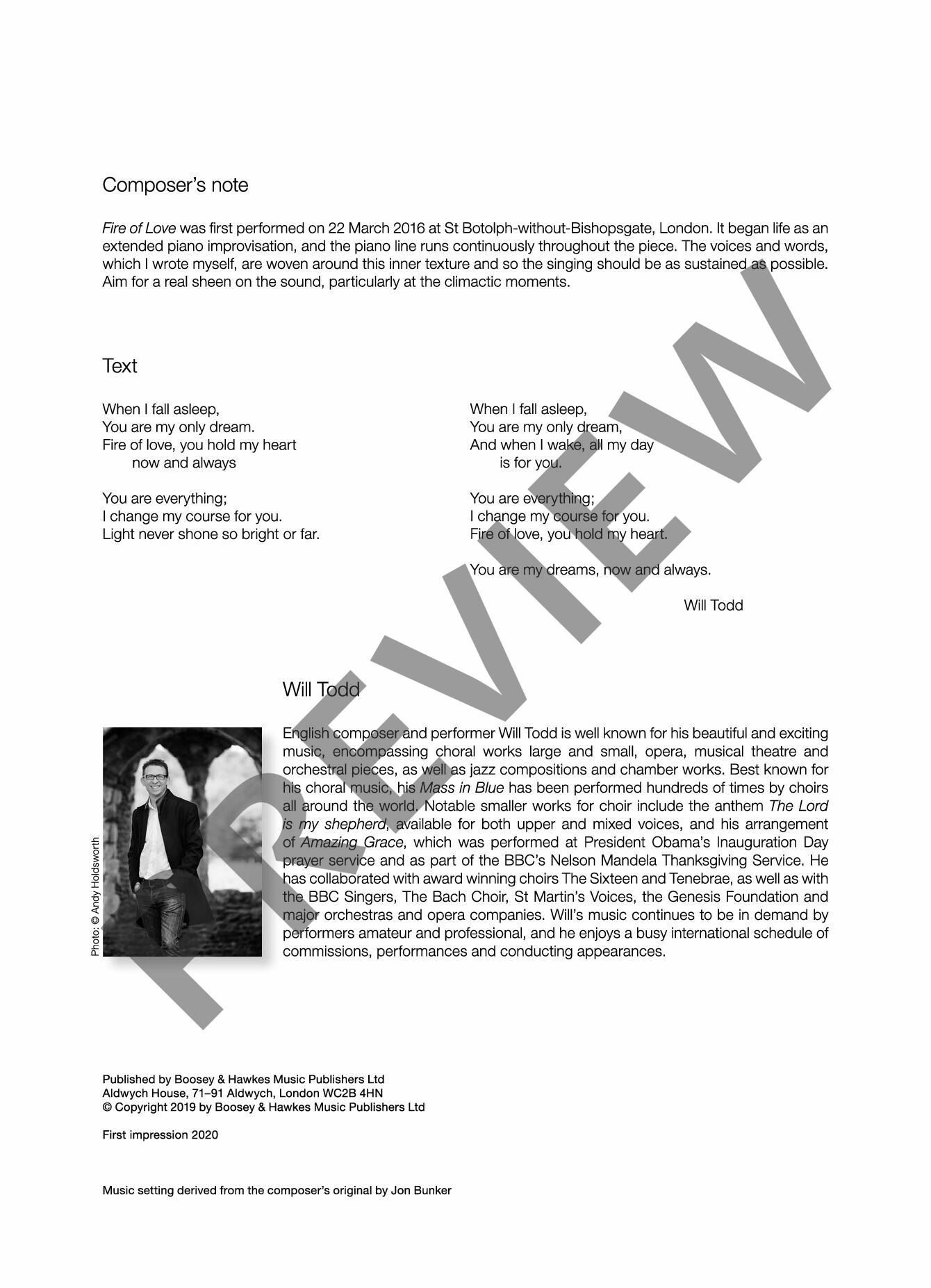 Beispielseite 4 zu Fire of Love for mixed chorus (SSAATTBB) and piano vocal score (en)