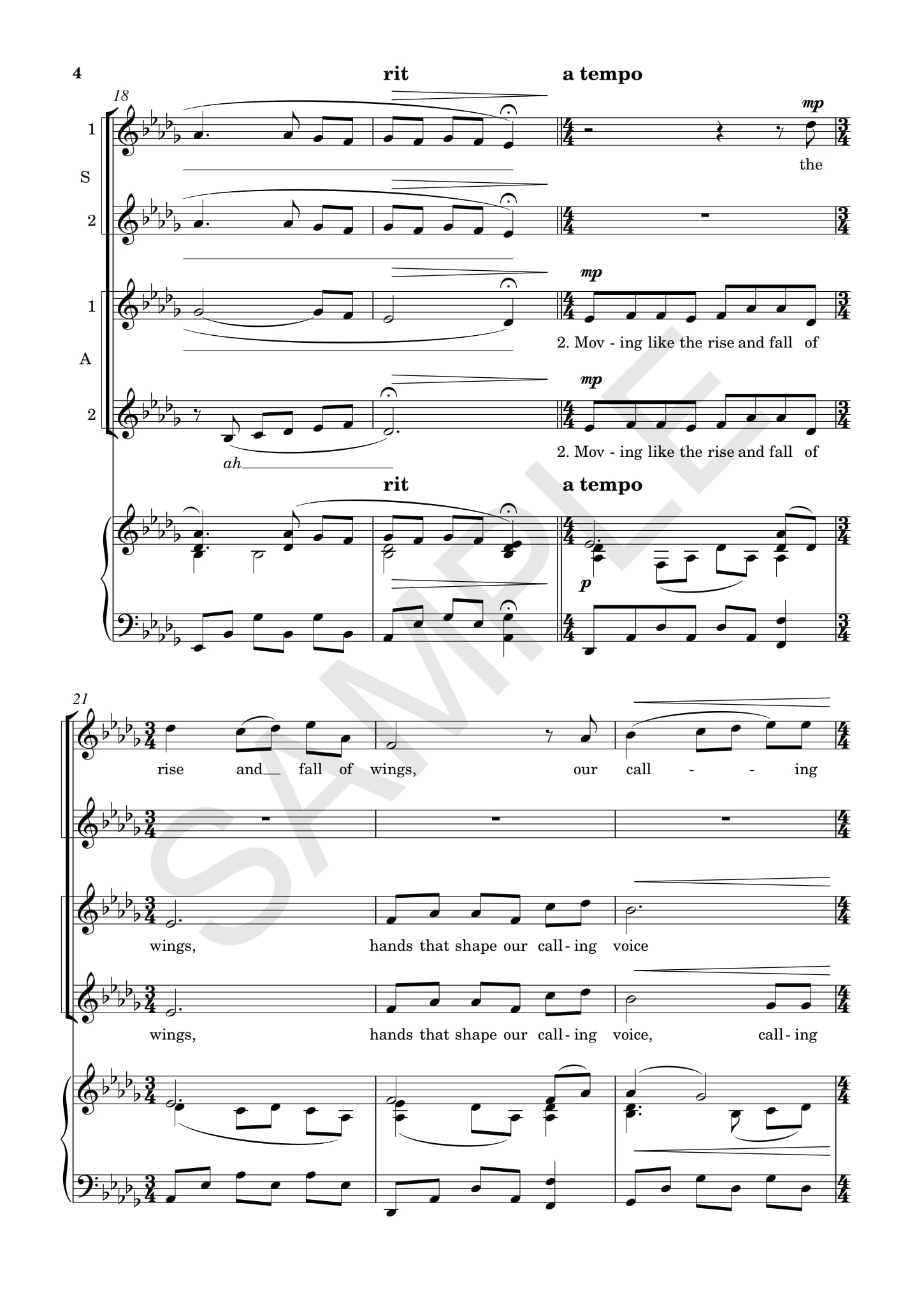 Beispielseite 3 zu Flight Song for male chorus and piano score