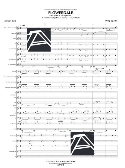 Beispielseite 1 zu Flowerdale from 'Hymn of Highlands' for trumpet (or eb cornet) and  concert band   score and parts