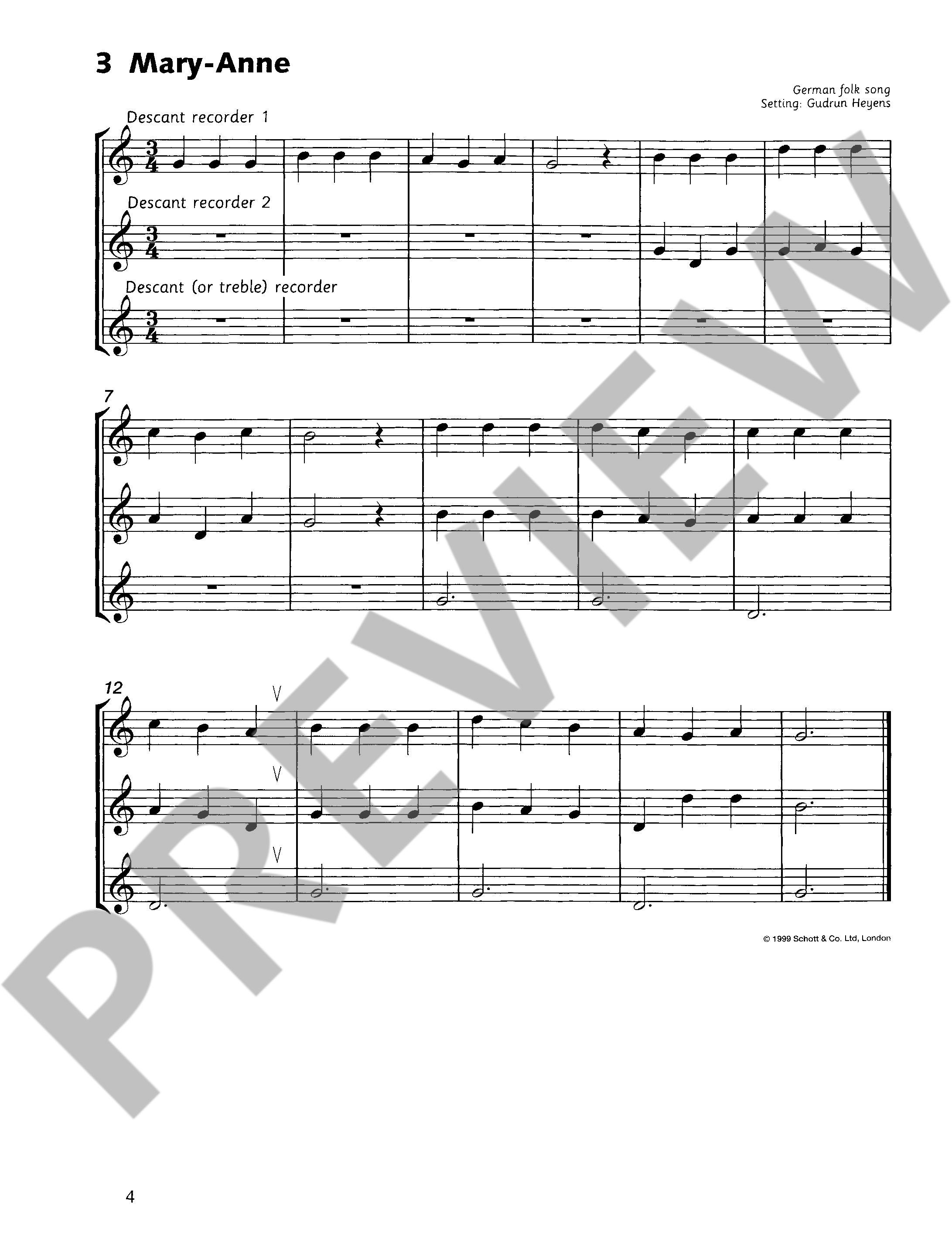Beispielseite 2 zu Fun and Games with the Recorder Tune book 2 for 1-4 recorders and piano