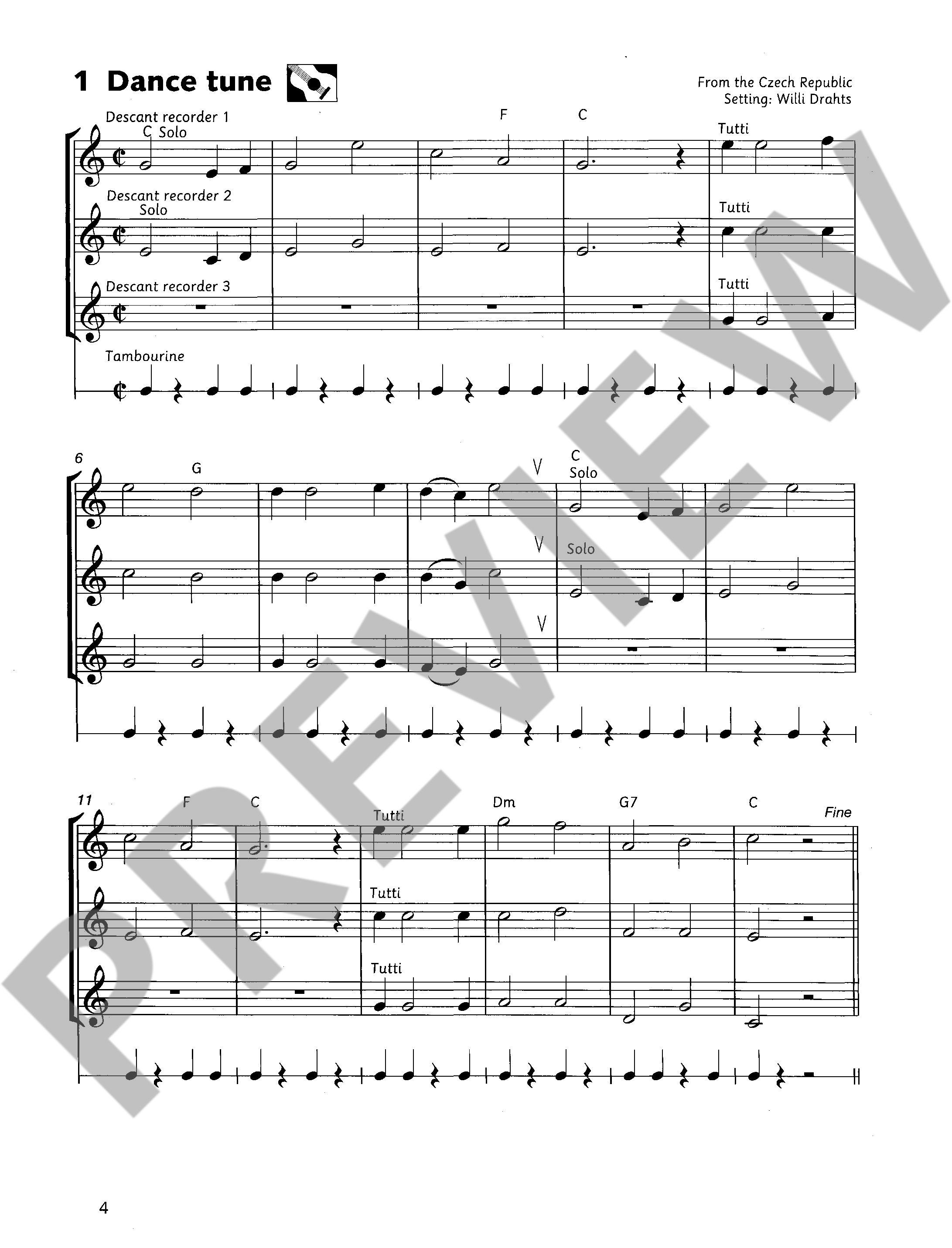 Beispielseite 1 zu Fun and Games with the Recorder Tune Book 3 for 1-4 recorders and piano