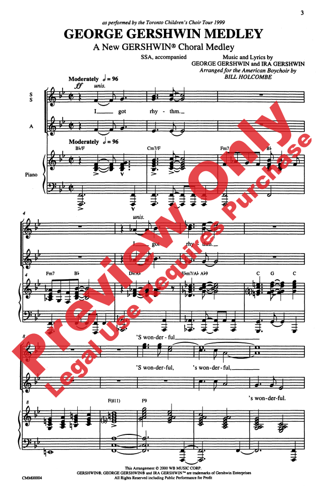 Beispielseite 1 zu George Gershwin Medley for female chorus and piano score