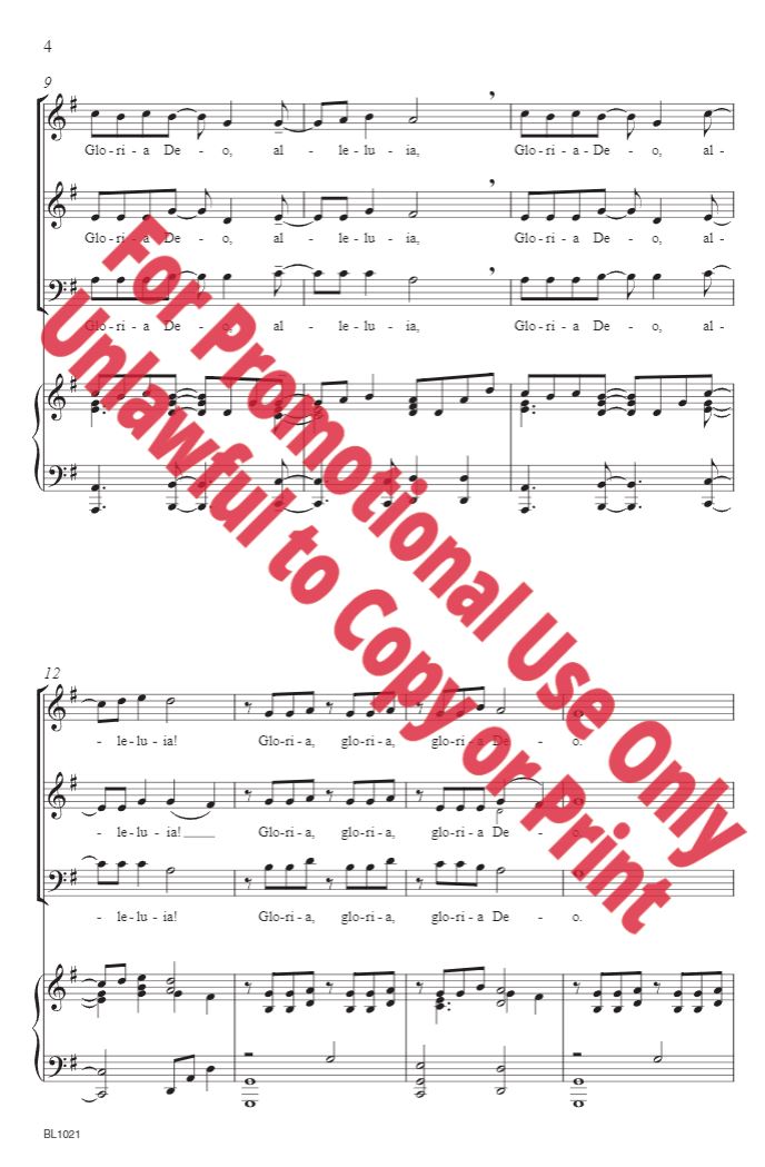 Beispielseite 1 zu Gloria Deo! for 3-part mixed voices and piano score