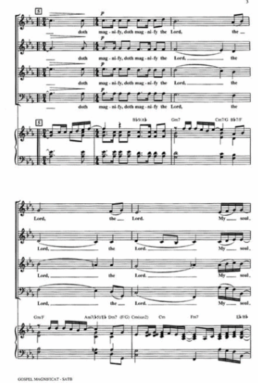 Beispielseite 1 zu Gospel Magnificat for mixed chorus and piano score
