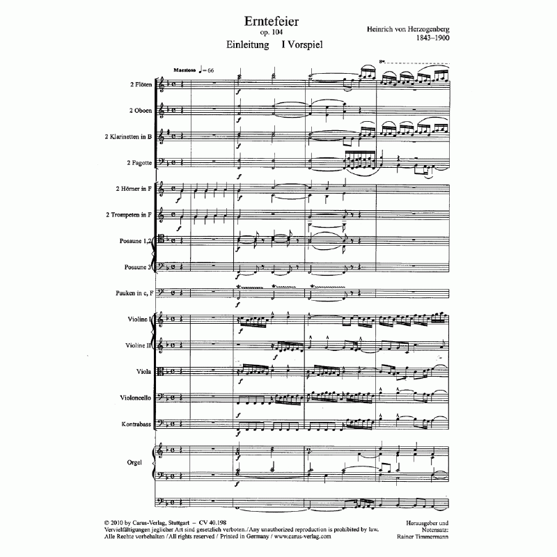 Beispielseite 1 zu Herzogenberg, Heinrich von Erntefeier Soli, Coro, Orch, Gde, Org Partitur