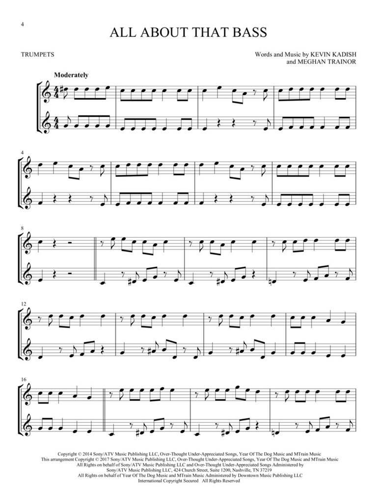 Beispielseite 2 zu Hit Songs for two: for 2 wind instruments trumpet score