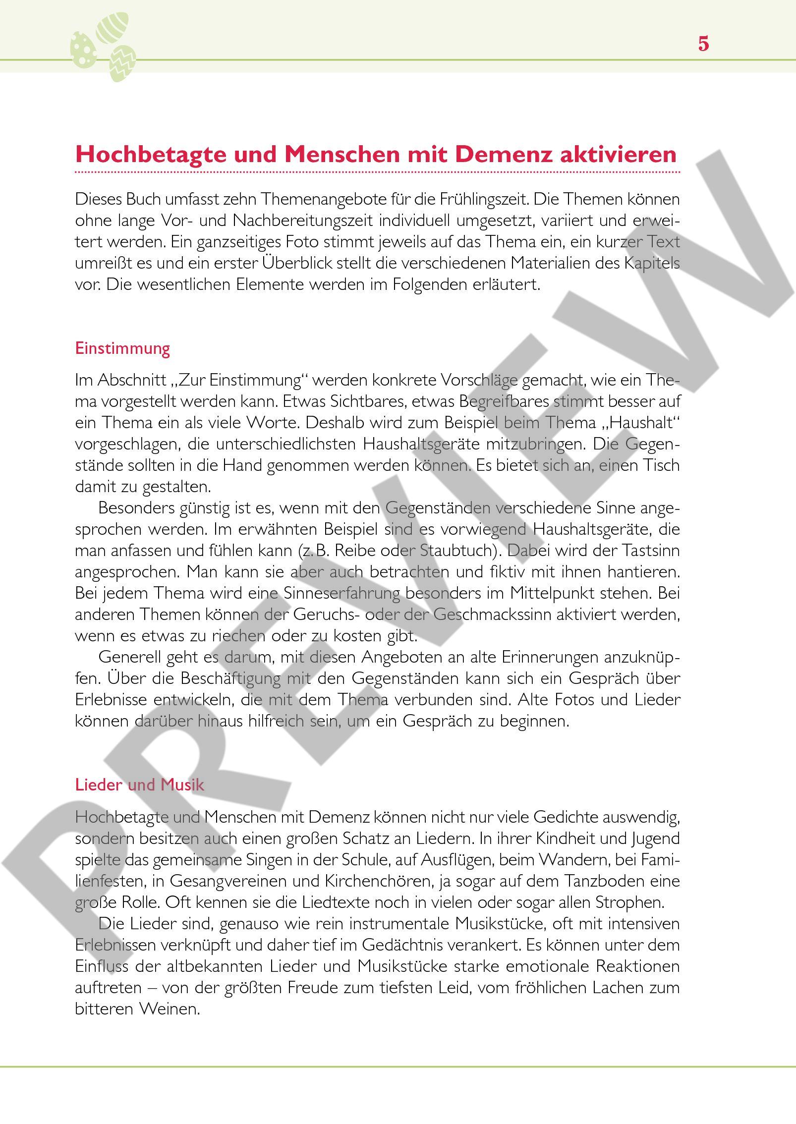 Beispielseite 2 zu Hochbetagte und Menschen mit Demenz aktivieren Band 3 (+CD) Lieder, Geschichten, Gedichte und Anregungen - Fr�hling