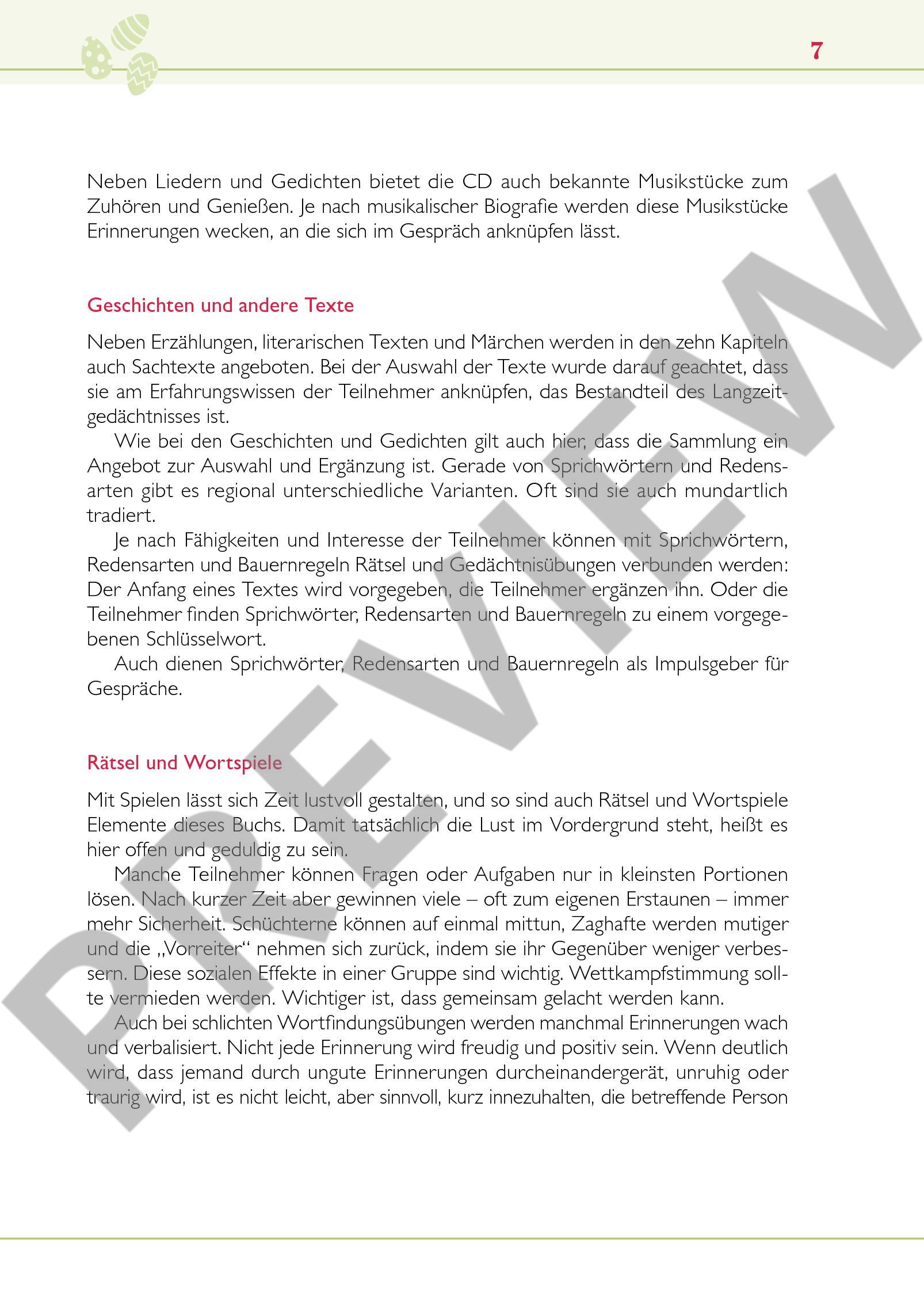 Beispielseite 4 zu Hochbetagte und Menschen mit Demenz aktivieren Band 3 (+CD) Lieder, Geschichten, Gedichte und Anregungen - Fr�hling