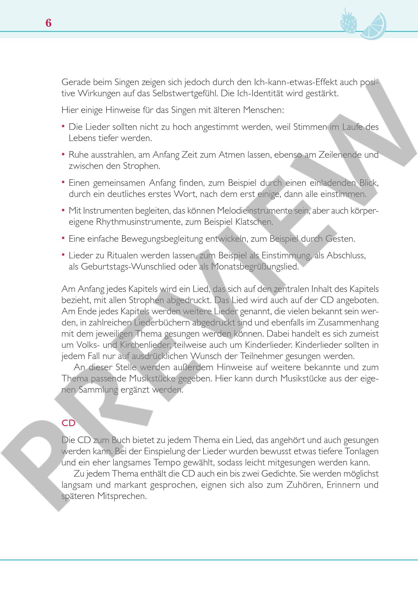 Beispielseite 3 zu Hochbetagte und Menschen mit Demenz aktivieren Band 4 (+CD) Lieder, Geschichten, Gedichte und Anregungen - Sommer