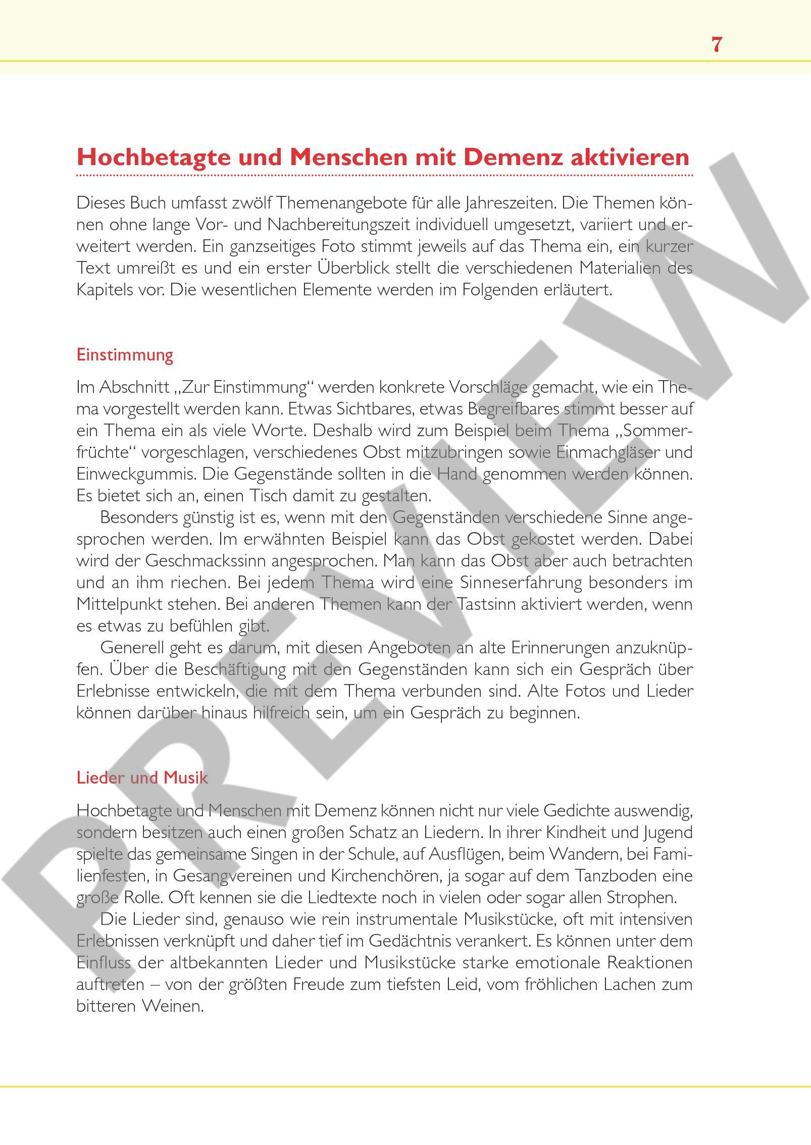 Beispielseite 2 zu Hochbetagte und Menschen mit Demenz aktivieren - Durch das Jahr (+CD) Lieder, Geschichten, Gedichte und Anregungen