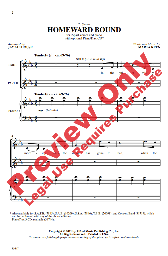 Beispielseite 1 zu Homeward Bound for 2-part chorus and instruments vocal score