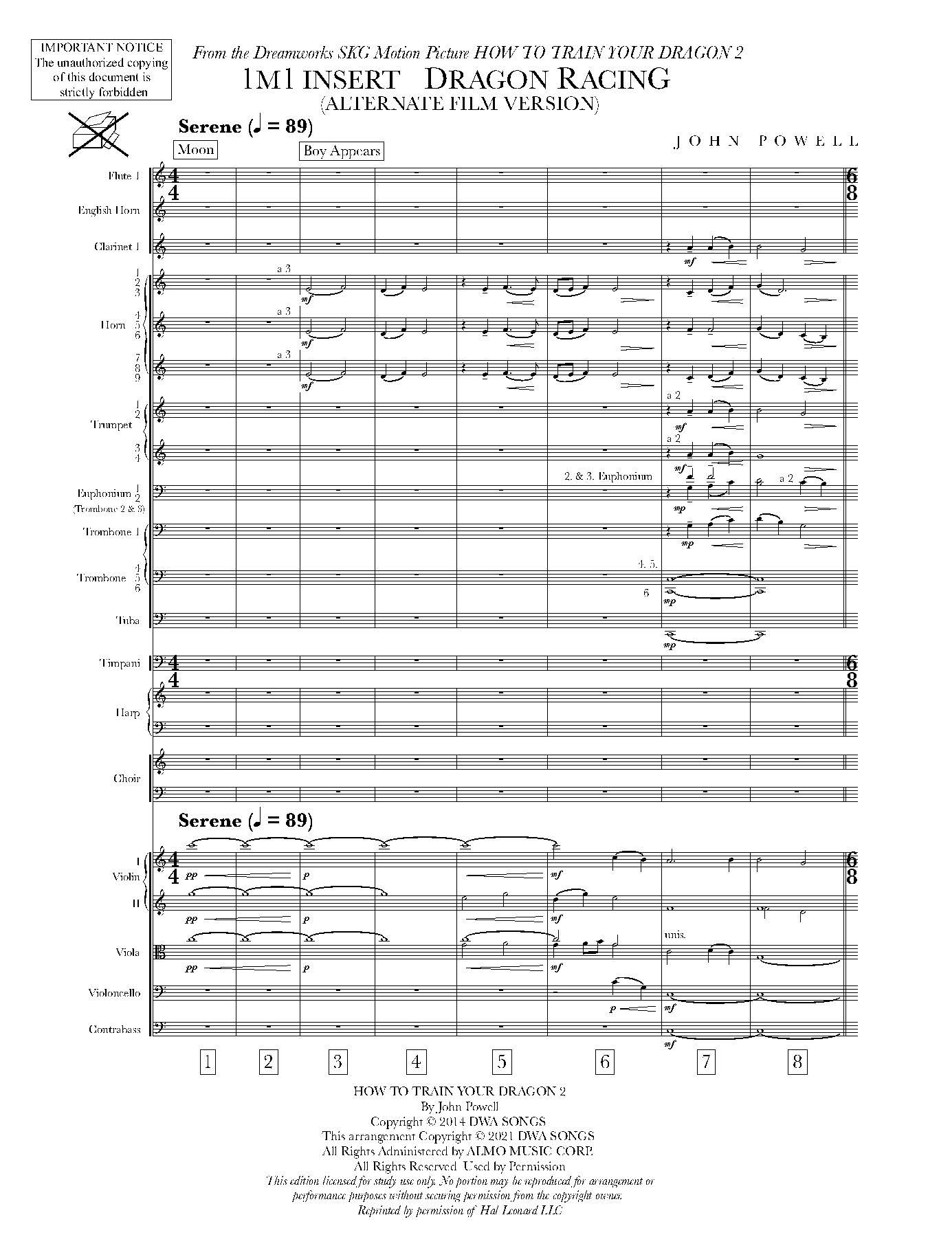 Beispielseite 1 zu How to train your Dragon vol.2 for orchestra full score