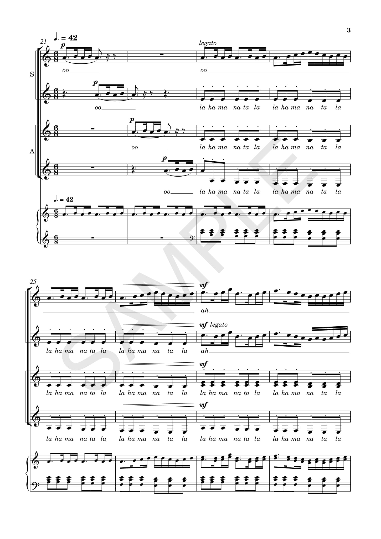 Beispielseite 3 zu I denna ljuva sommartid for female chorus a cappella score (schwed/en)