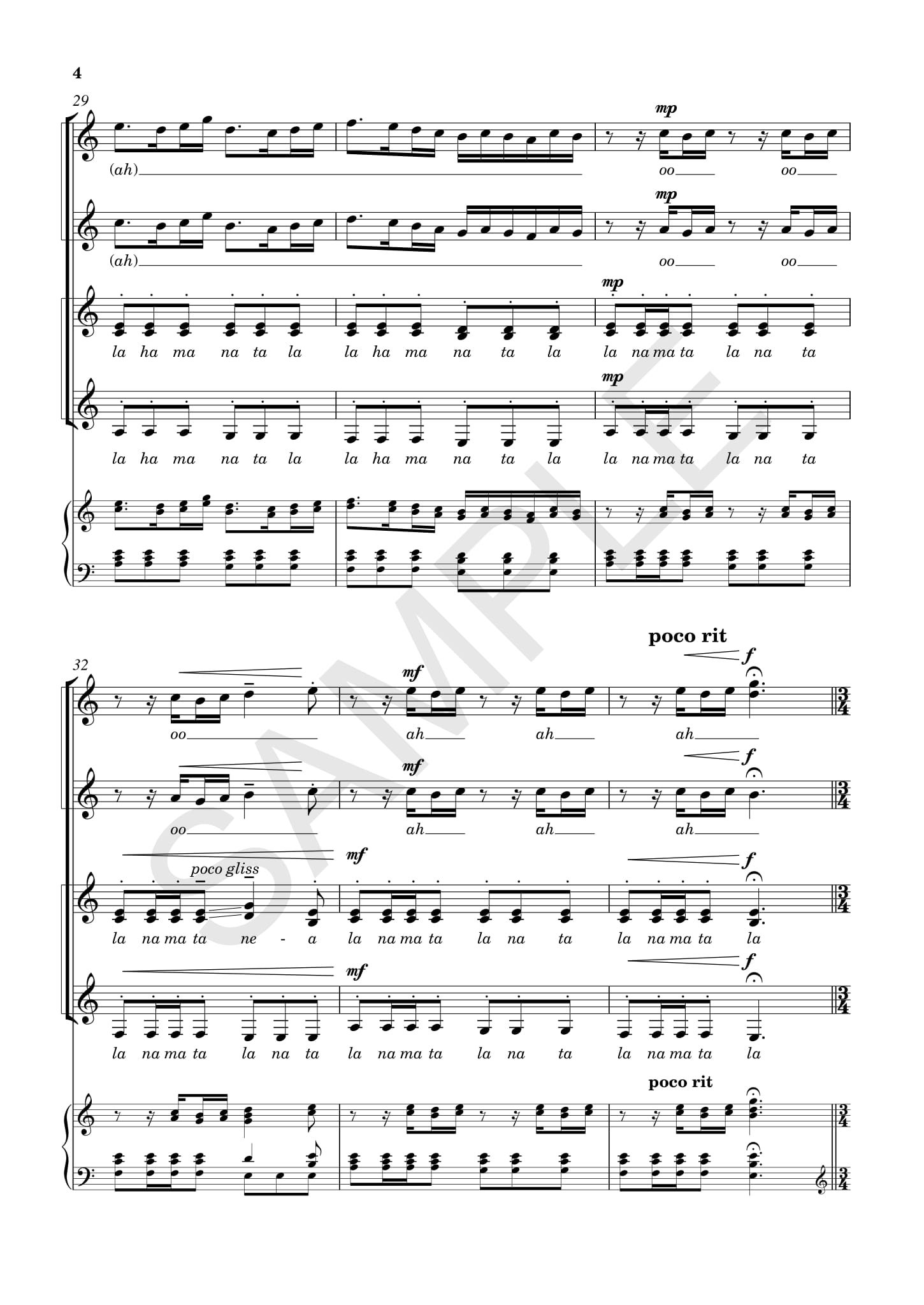 Beispielseite 4 zu I denna ljuva sommartid for female chorus a cappella score (schwed/en)