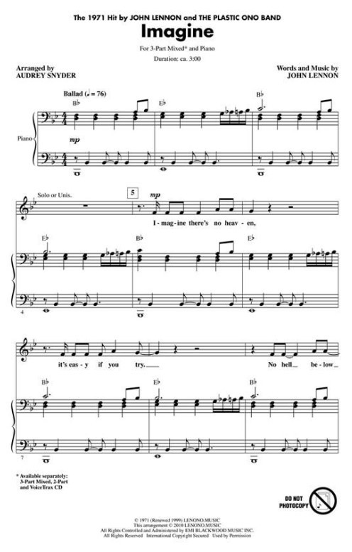 Beispielseite 1 zu Imagine for 3-part choir and piano choral score