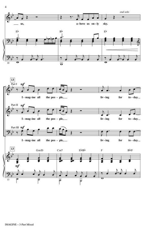 Beispielseite 2 zu Imagine for 3-part choir and piano choral score