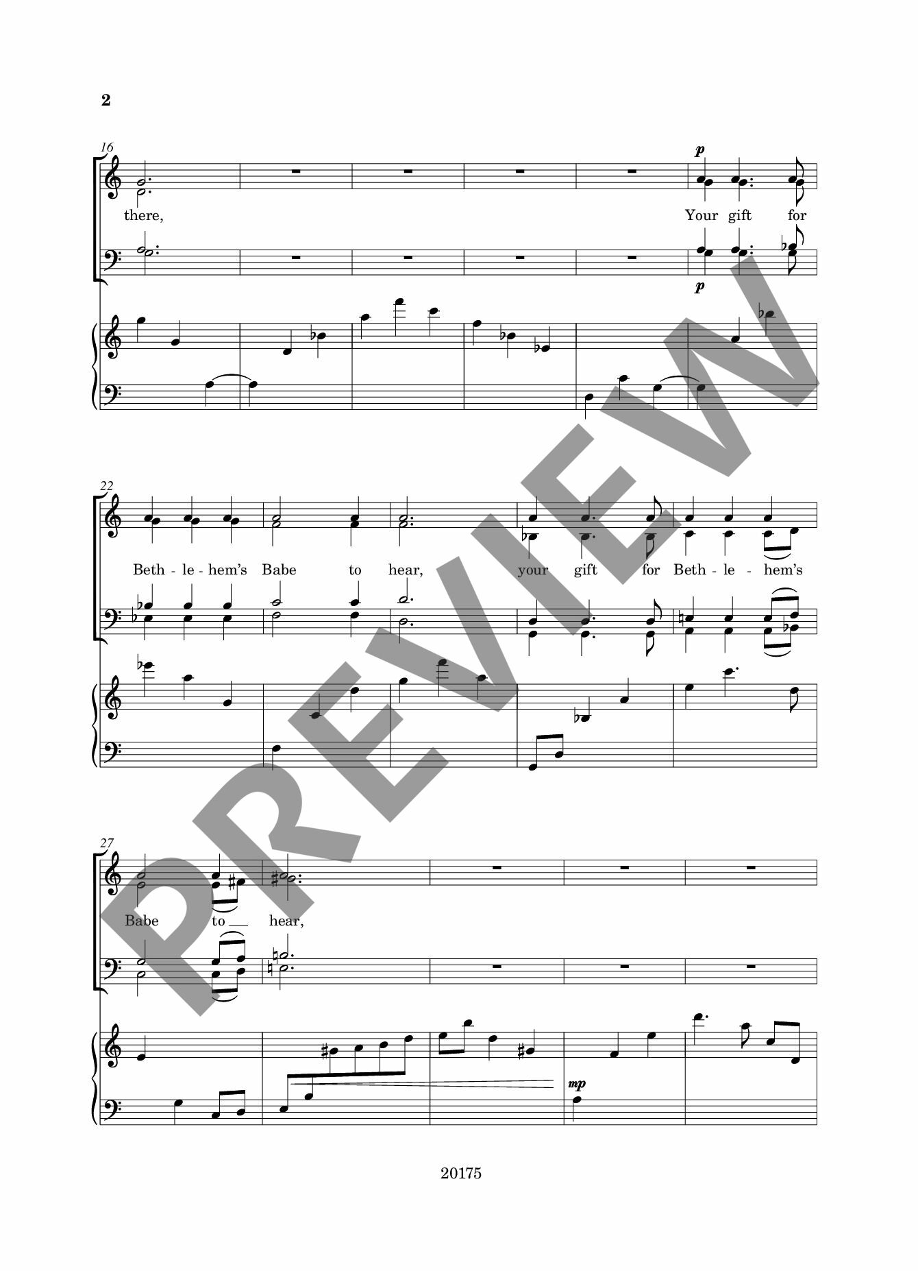 Beispielseite 2 zu In Carmel's Shade for mixed choir and organ choral score