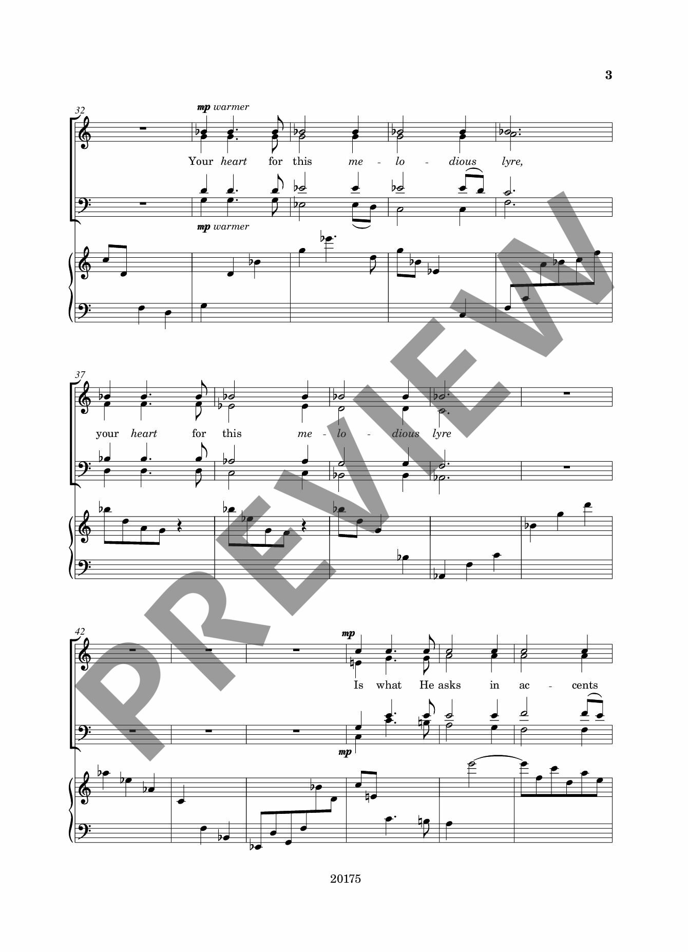 Beispielseite 3 zu In Carmel's Shade for mixed choir and organ choral score
