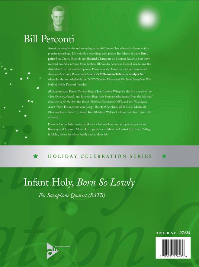Beispielseite 1 zu Infant holy born so lowly for 4 saxophones (SATBar) score and parts