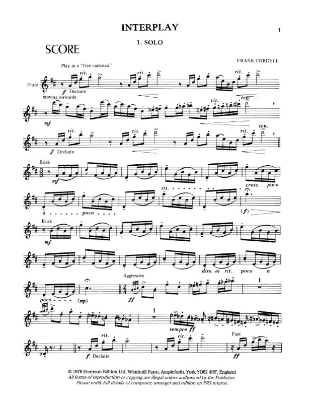 Beispielseite 1 zu Interplay for flute, oboe, clarinet, horn and bassoon score and parts