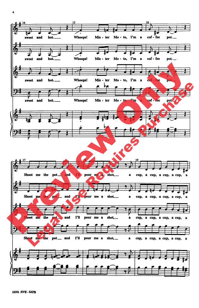 Beispielseite 1 zu Java Jive for mixed chorus a cappella,  score