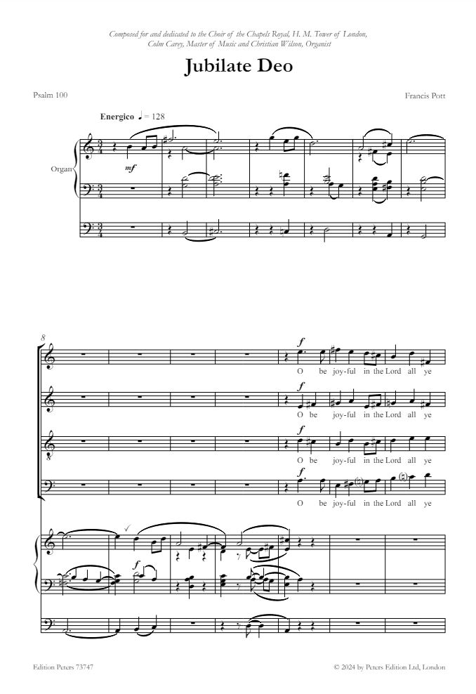 Beispielseite 1 zu Jubilate Deo mixed choir and organ choral score