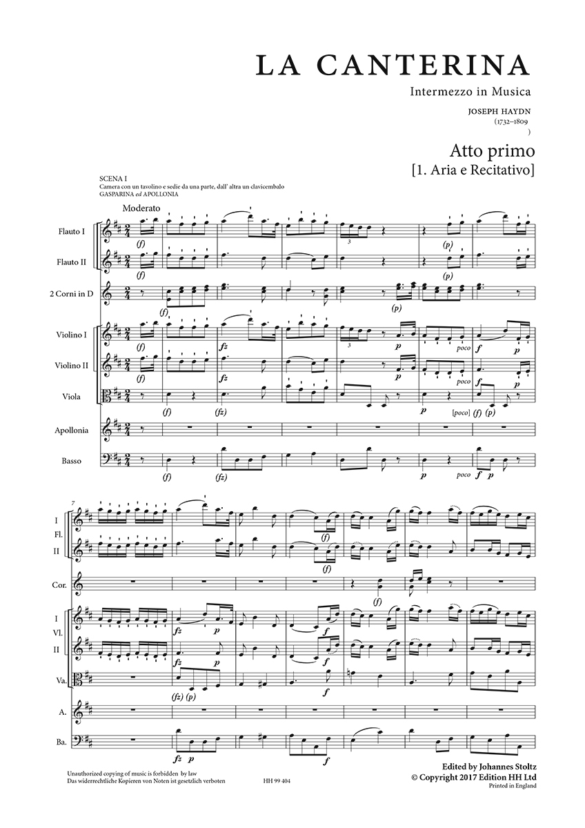 Beispielseite 1 zu La Canterina 3 sopranos, tenor & orchestra Full score