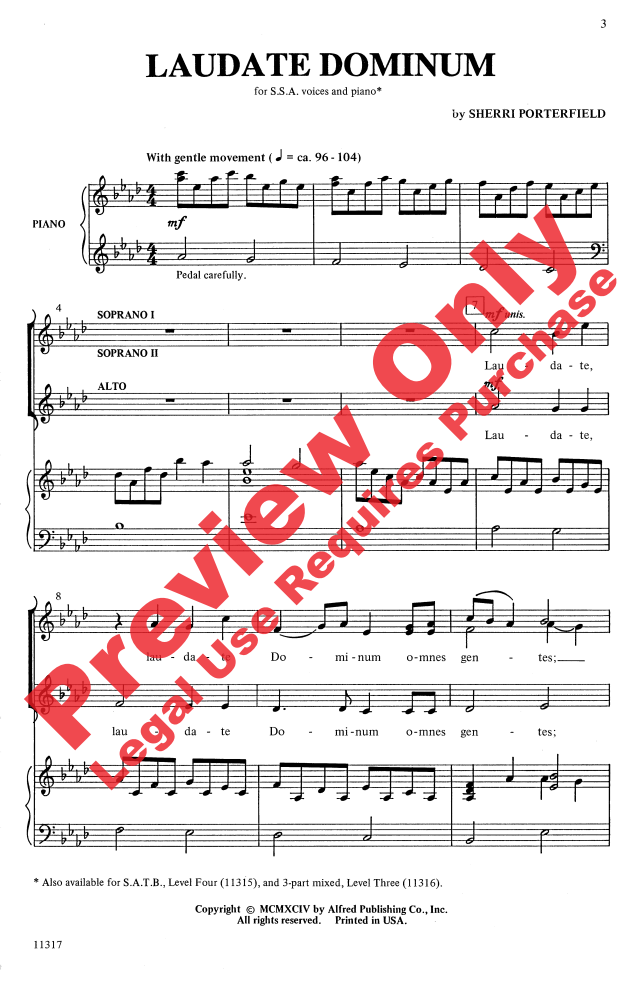 Beispielseite 1 zu Laudate Dominum for female chorus and piano score