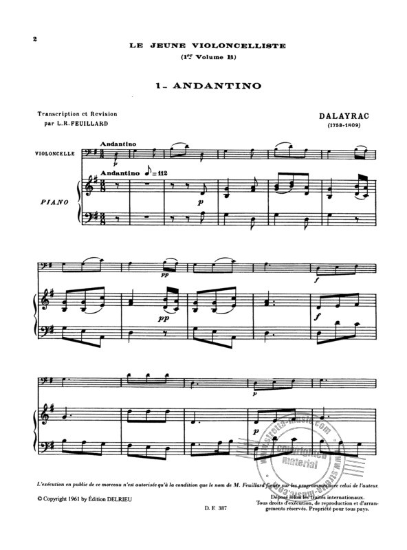 Beispielseite 1 zu Le jeune violoncelliste vol.1b pour violoncelle et piano
