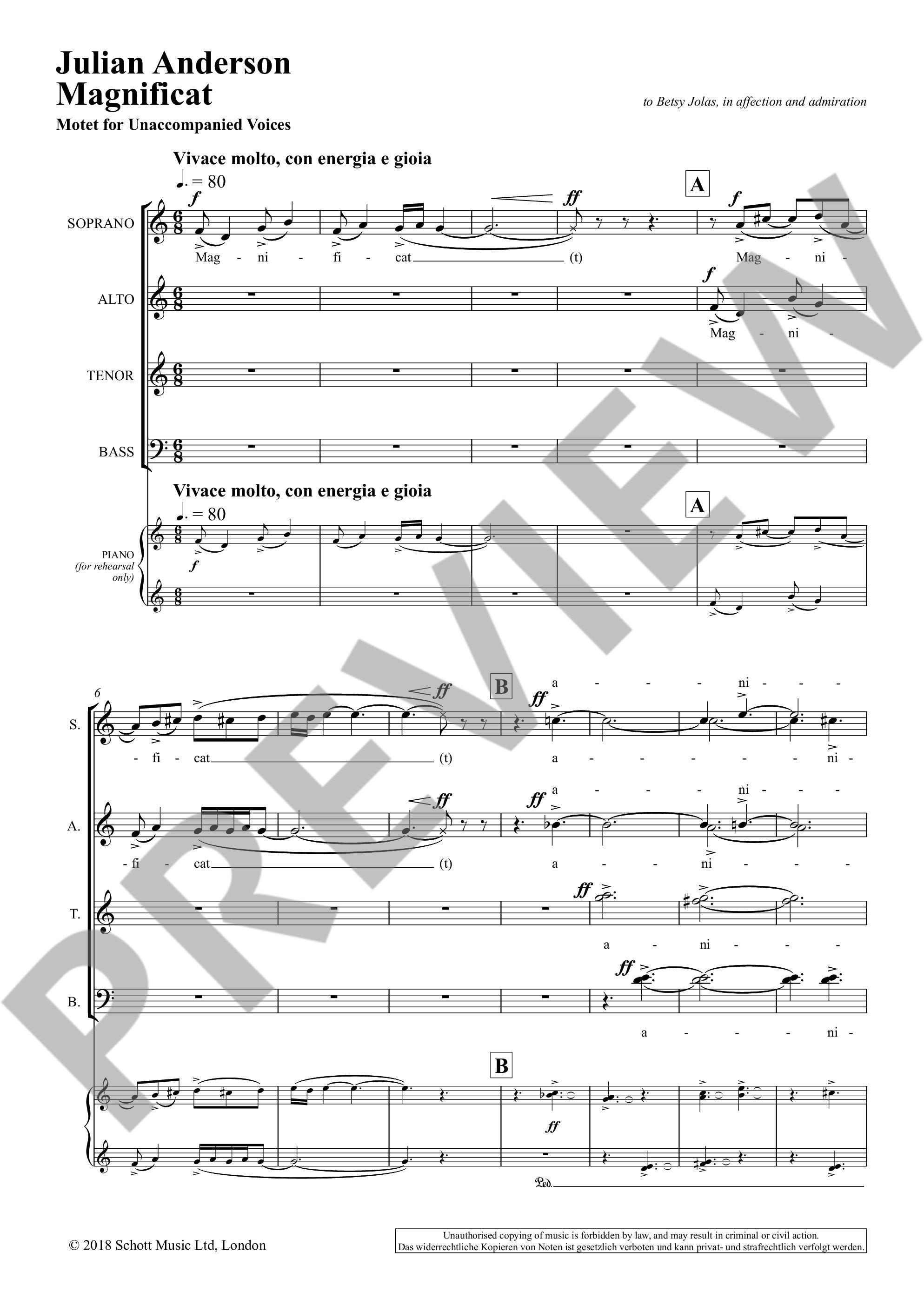 Beispielseite 1 zu Magnificat for mixed chorus a cappella score