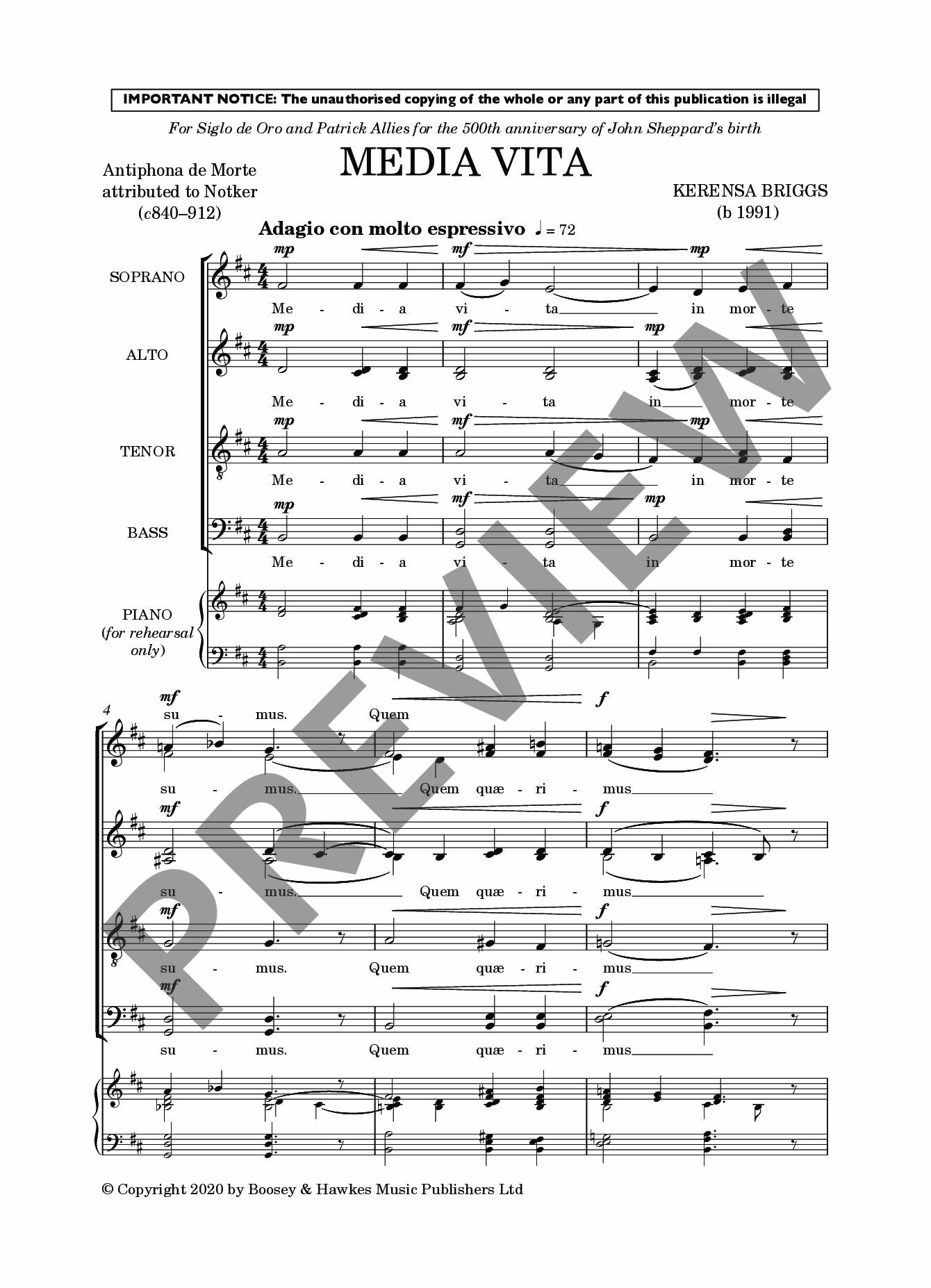 Beispielseite 1 zu Media vita for mixed chorus (SSAATTBB) a cappella vocal score (la)