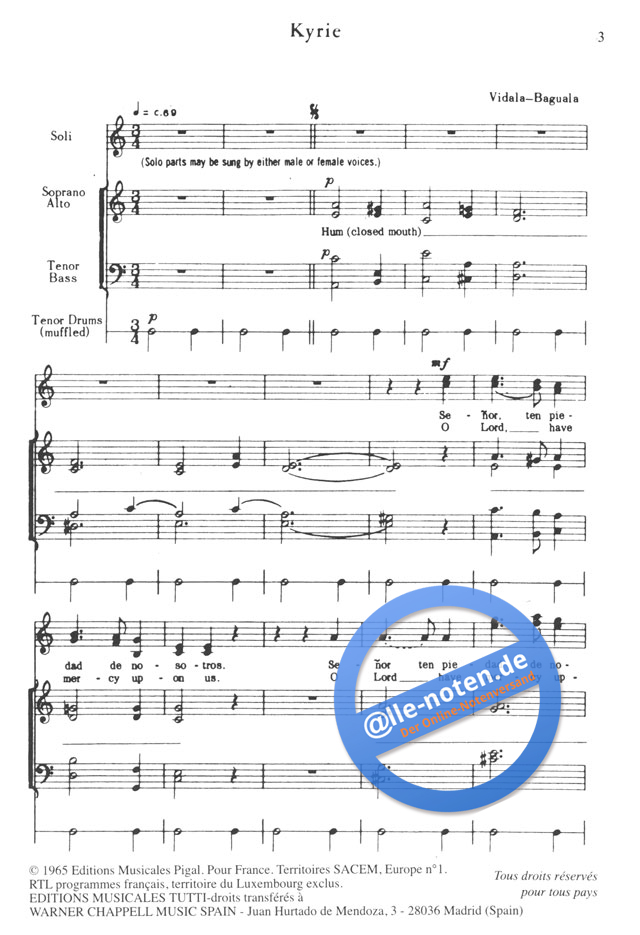 Beispielseite 1 zu Misa criolla for mixed chorus and instruments score (en/sp)