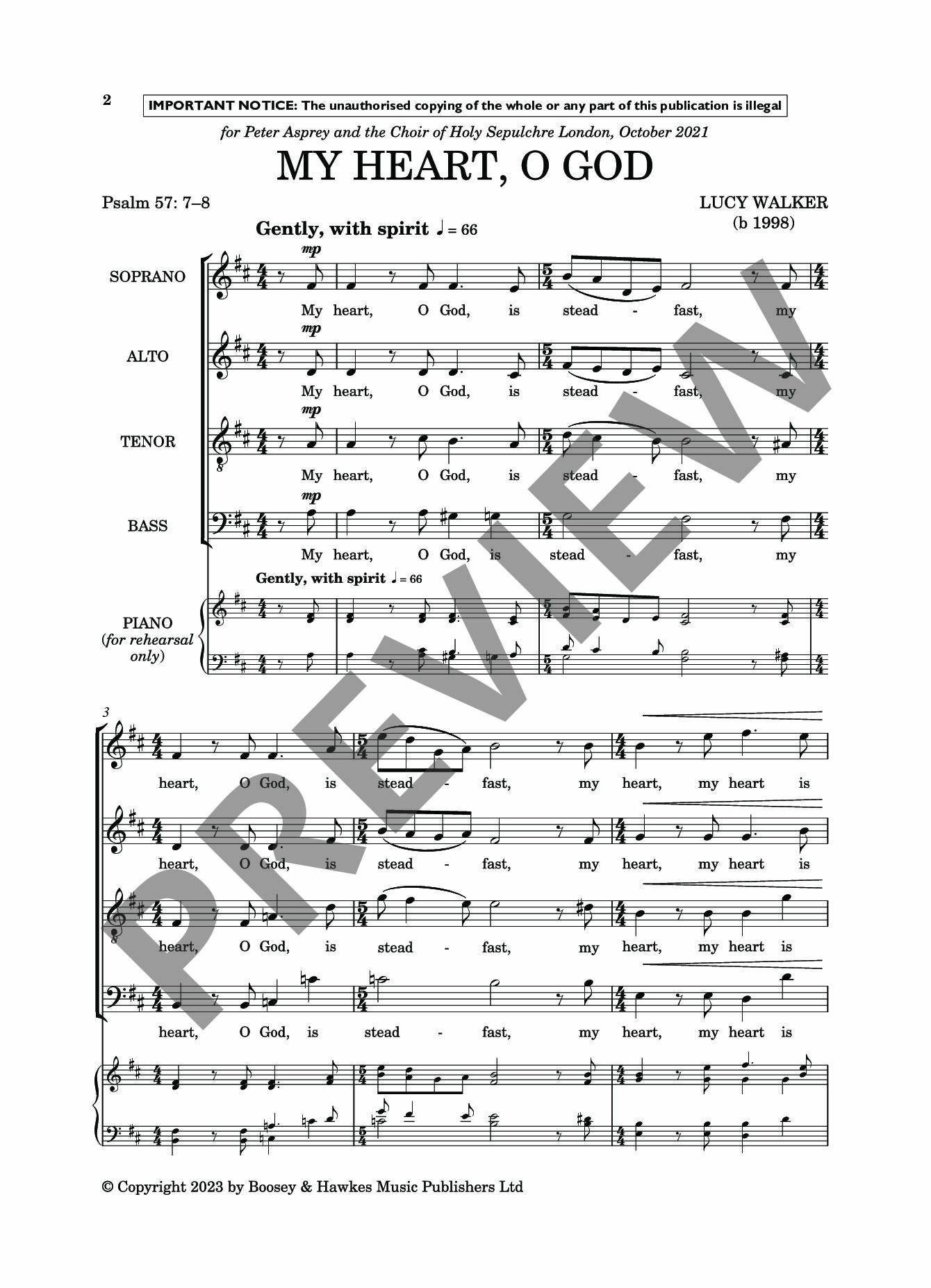Beispielseite 1 zu My heart, O God for mixed choir (divisi) a cappella choral score