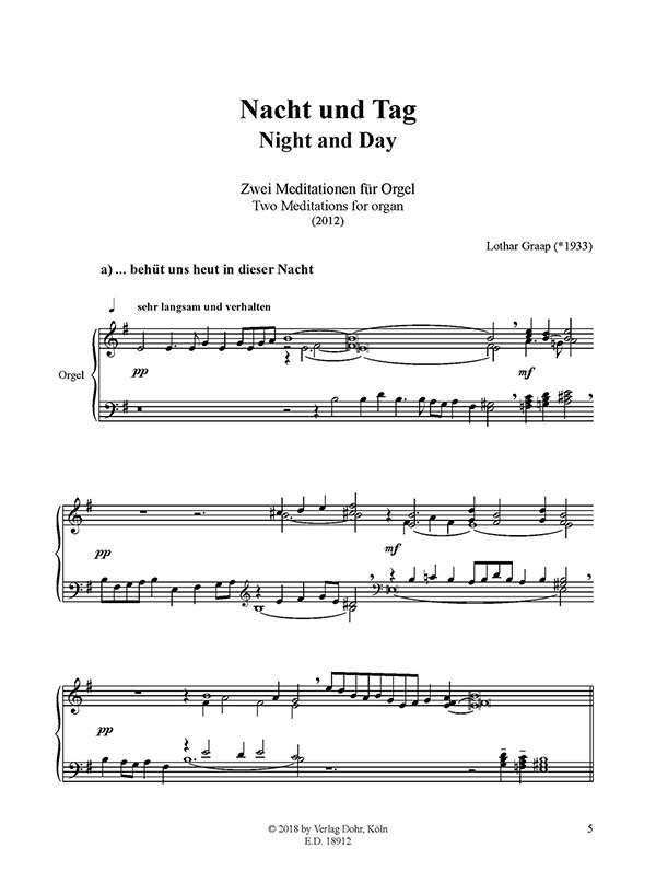 Beispielseite 1 zu Nacht und Tag f�r Orgel