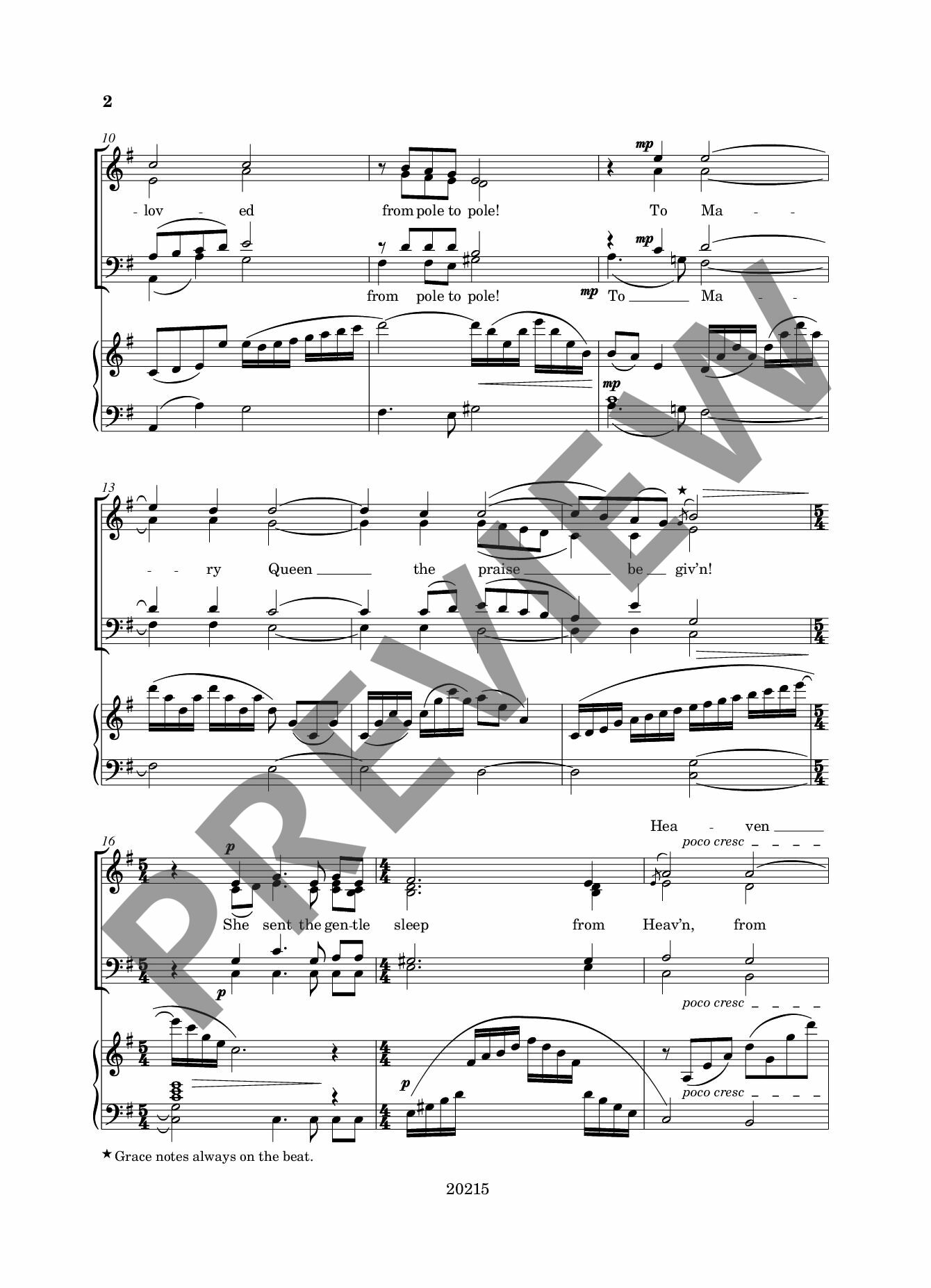 Beispielseite 2 zu Oh Sleep! for mixed choir (with divisi) and piano choral score