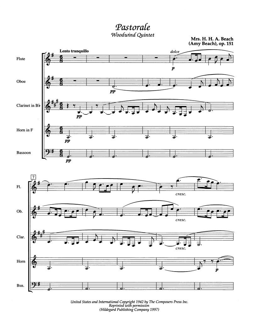 Beispielseite 1 zu Pastorale for woodwind quintet score and parts