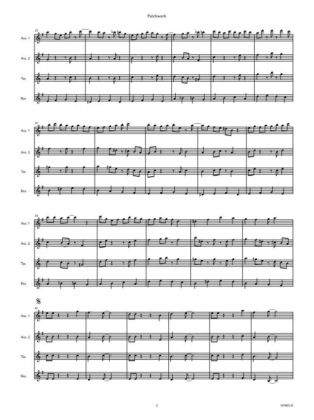 Beispielseite 2 zu Patchwork for saxophone quartet (AATBar) score and parts