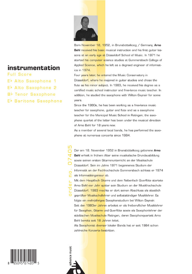 Beispielseite 4 zu Patchwork for saxophone quartet (AATBar) score and parts