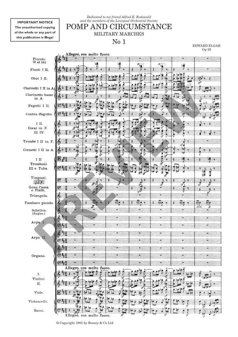 Beispielseite 5 zu Pomp and Circumstance op. 39 for orchestra study score