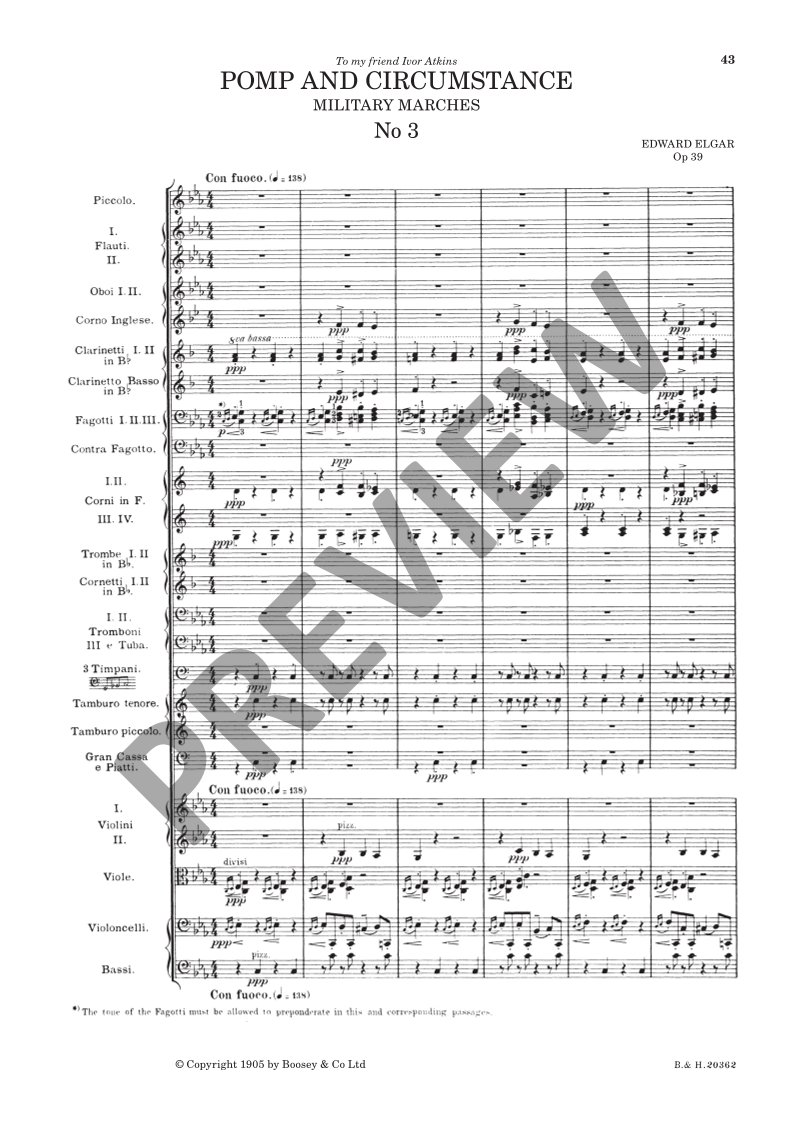 Beispielseite 7 zu Pomp and Circumstance op. 39 for orchestra study score
