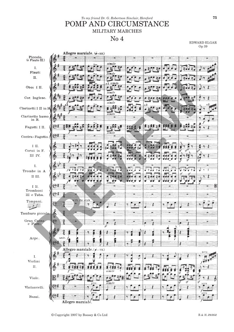 Beispielseite 8 zu Pomp and Circumstance op. 39 for orchestra study score