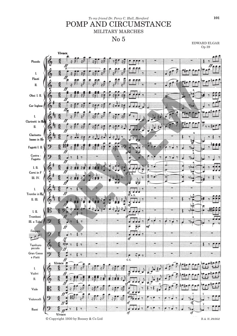 Beispielseite 9 zu Pomp and Circumstance op. 39 for orchestra study score