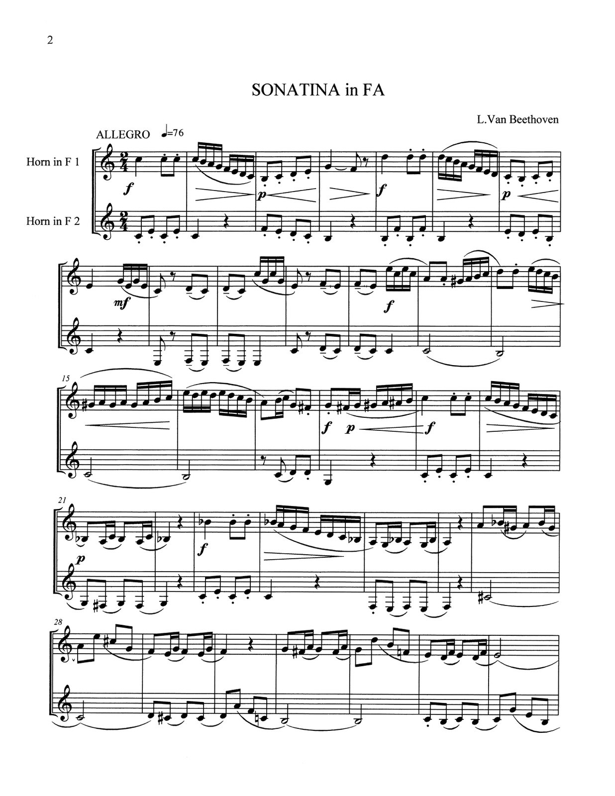 Beispielseite 2 zu Prelude and Fugue no.22 for 6 horns score and parts