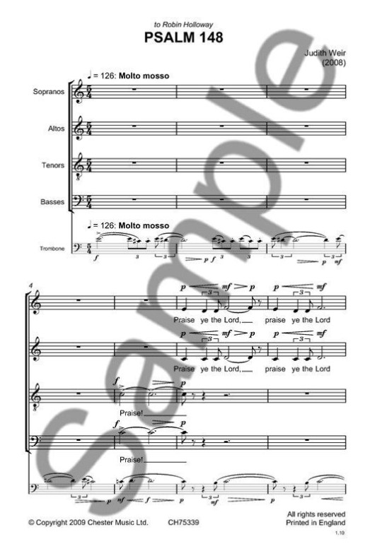 Beispielseite 1 zu Psalm 148 for mixed chorus and trombone score (en)