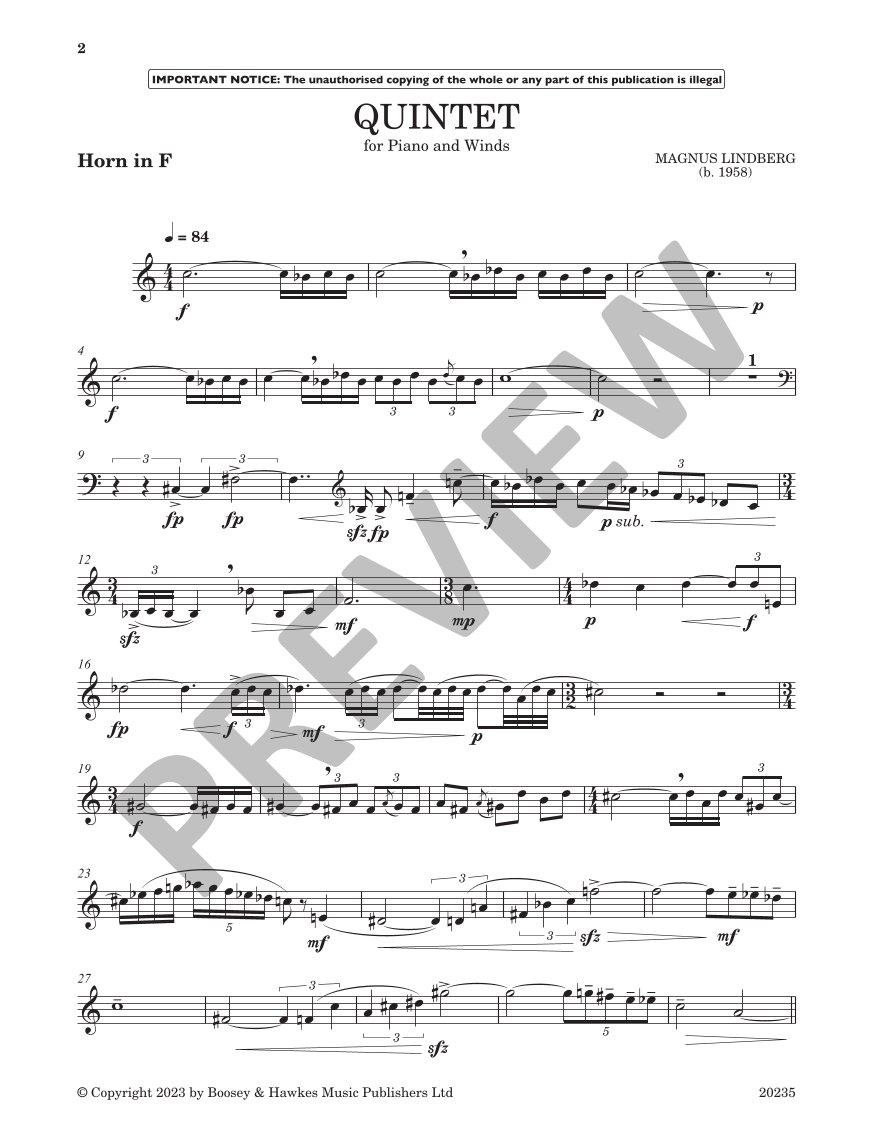 Beispielseite 12 zu Quintet for oboe, clarinet, horn in F, bassoon and piano score and parts